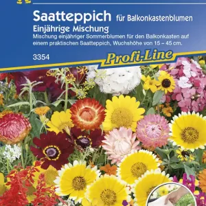 Balkonkastenblumen Einjährige Mischung (12,5 x 80 cm) (Saatteppich) | Blumensamenmischung von Kiepenkerl [MHD 01/2024] Must-Have