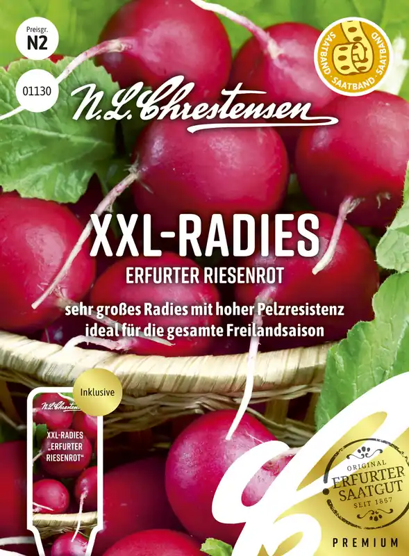 Kostenfreie Lieferung XXL - Radies Erfurter Riesenrot | Radieschensamen von N.L. Chrestensen