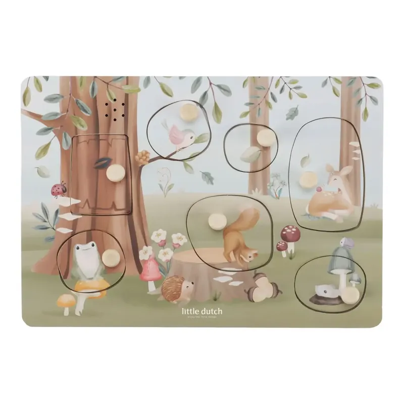 Little Dutch Holzpuzzle, Steckpuzzle, Sound Puzzle - Forest Friends, Blau Neu