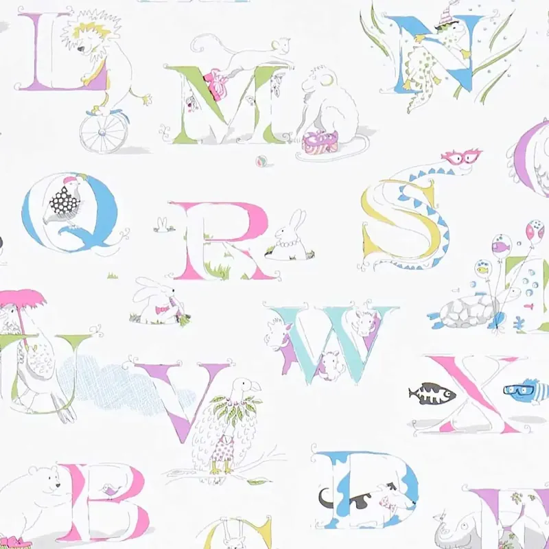 Little Sanderson Abracazoo Motivstoff Alphabet creme aqua grün blau Neu Im Sortiment