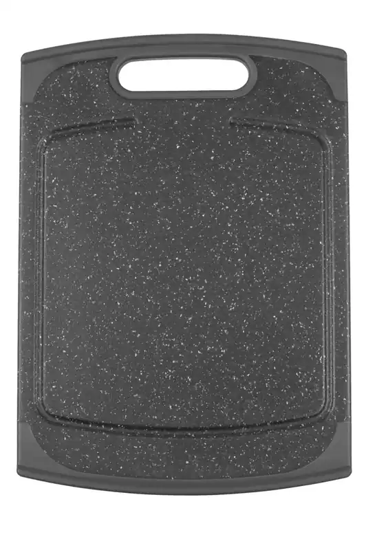 Schneidebrett mit Saftrinne, in Granitoptik, Schwarz, 290 x 200 mm Preiswert
