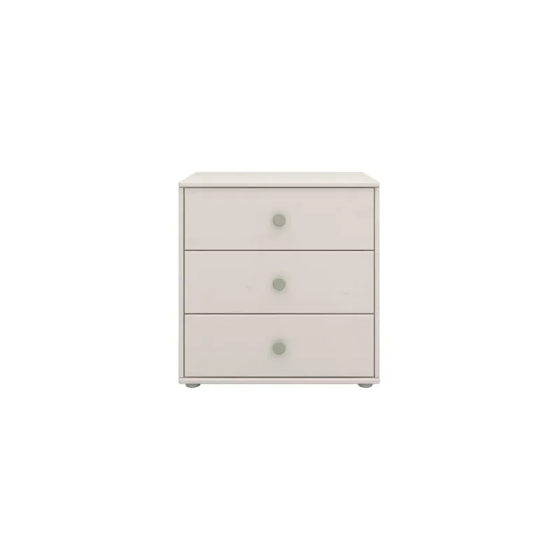 Nur Für Kurze Zeit Flexa Kommode - Classic, mit 3 Schublade, 72x74,5 cm, Farbe: Grau gekalkt / Grau gekalkt / Naturgrün