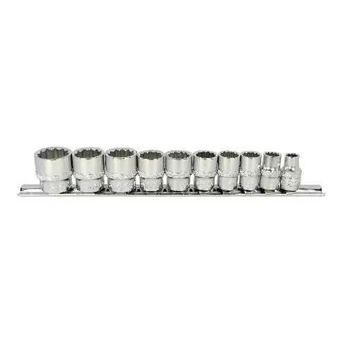 Neuheit Stecknuss Set, 3/8 Zoll Industrie, SW 8-22, 12-Kant, Cr-V mit Aufsteckschiene