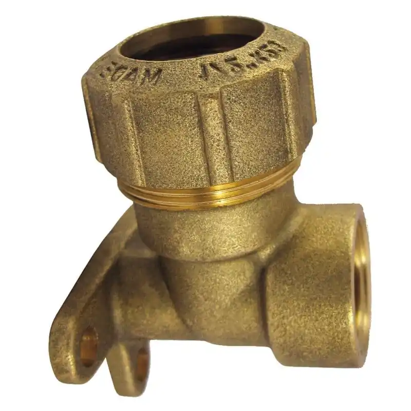 PE Rohr Verschraubung, Messing, Wandhalterung 90°, 20mm x 1/2" IG Solange Der Vorrat Reicht