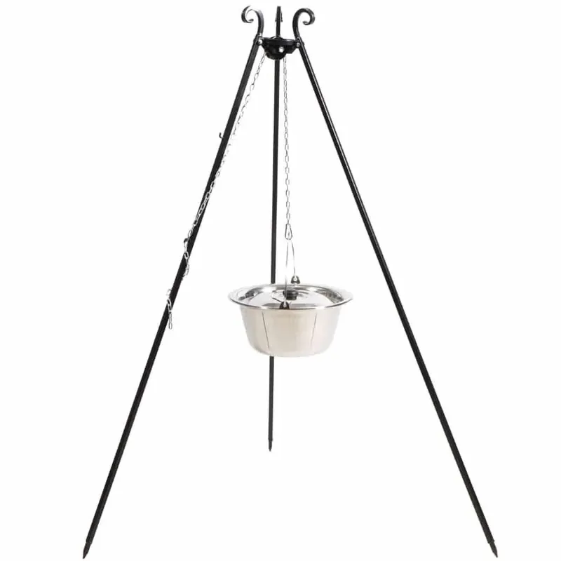 Bestpreis Dreibein Grill mit Edelstahltopf 14l, 180 cm, Outdoor Kochset