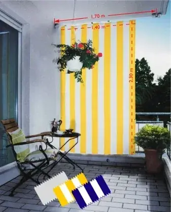 Preis Gesenkt Senkrecht-Sonnensegel gelb-weiss 230 x 140cm