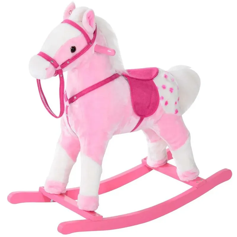 Schaukelpferd Kinder Schaukeltier Schaukelspielzeug Wiehern Pink Preisknaller